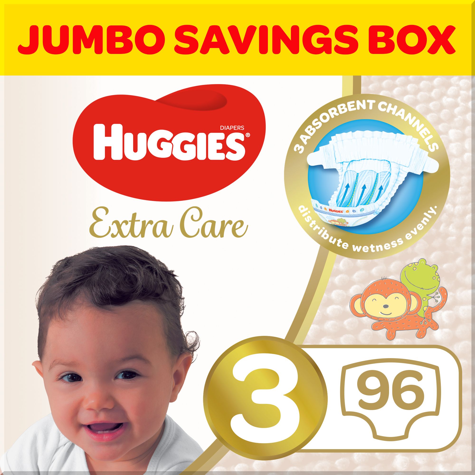 Huggies Extra Care, Size 3 96Pc