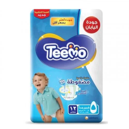 Teemo Baby Diapers, Size 5 12Pc
