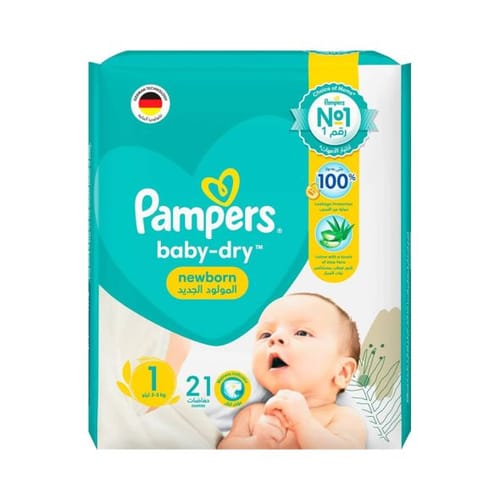 بامبرز بيبي دراي، مقاس 1 (مولود جديد، 2-5 كجم) 21حبة