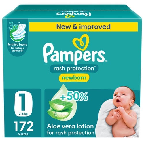 Pampers Rash Protection, Size 1 (Newborn, 2-5Kg) 172Pc