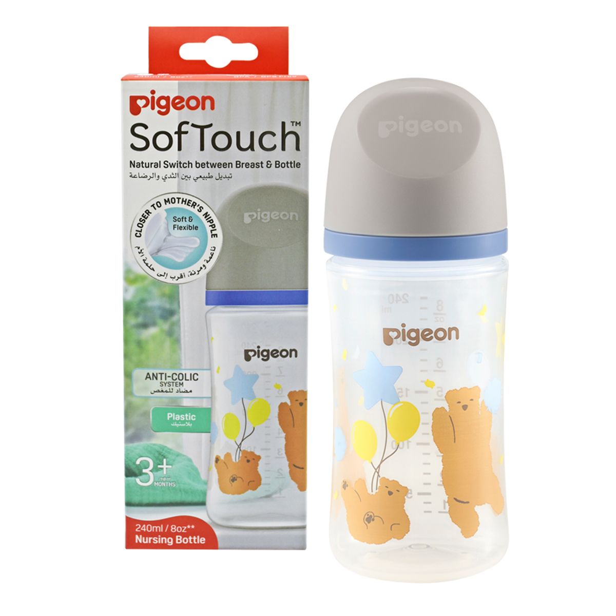 Pigeon Softouch Bottle Plastic Bear 240M